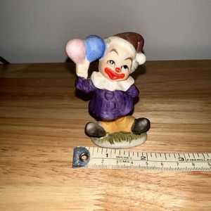 VTG Handpainted Enesco Clown Figurine Statue  Small Balloons Acrobat